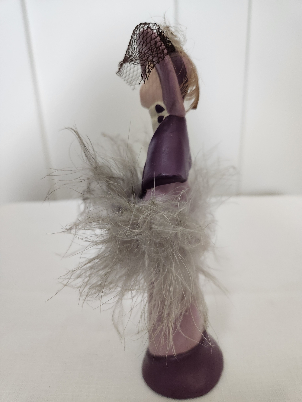 Vintage Enesco Lavender and Feathered Lady Figurine - Picture 6 of 8
